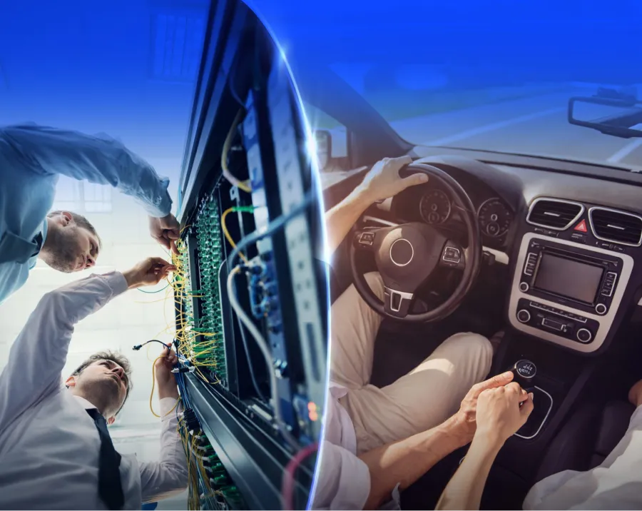 Administradores de servidores y una pareja en un carro