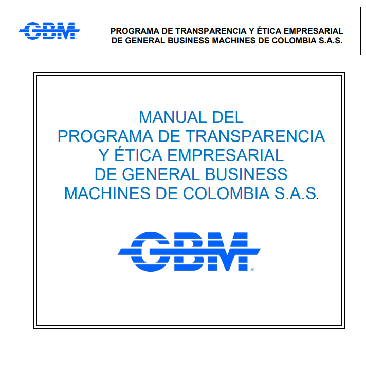 Portada de manual del programa de transparencia y ética empresarial de general business machines de colombia