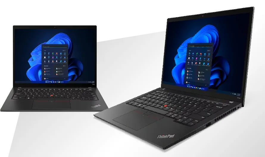 Laptops Lenovo ThinkPad T14s con fondo curvo