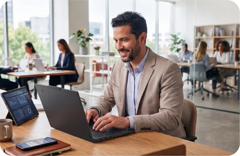 hombre usando laptop